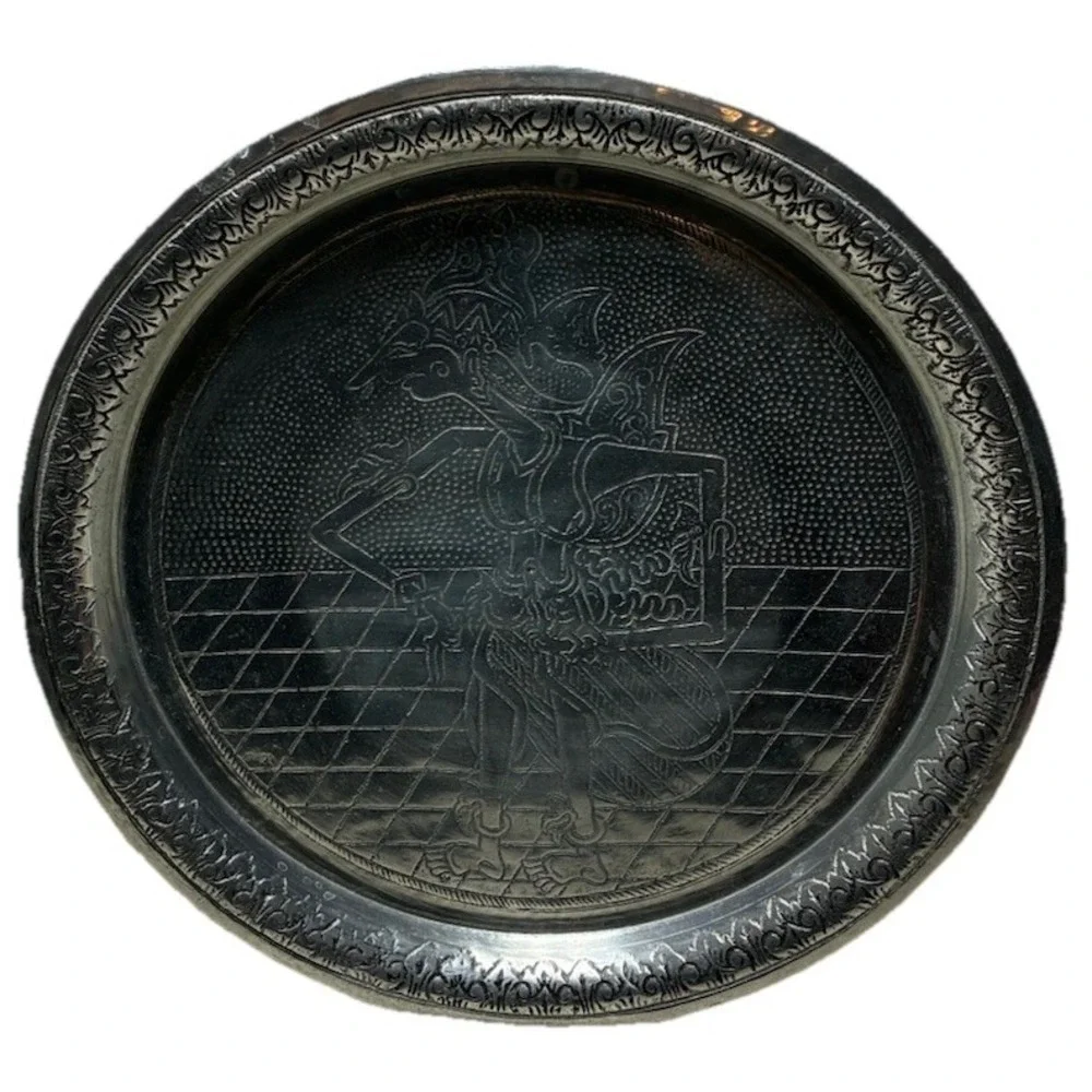 Vintage‎ Indonesian Plate Brotoseno Wayang Etched Triple Silver Plate TS 13